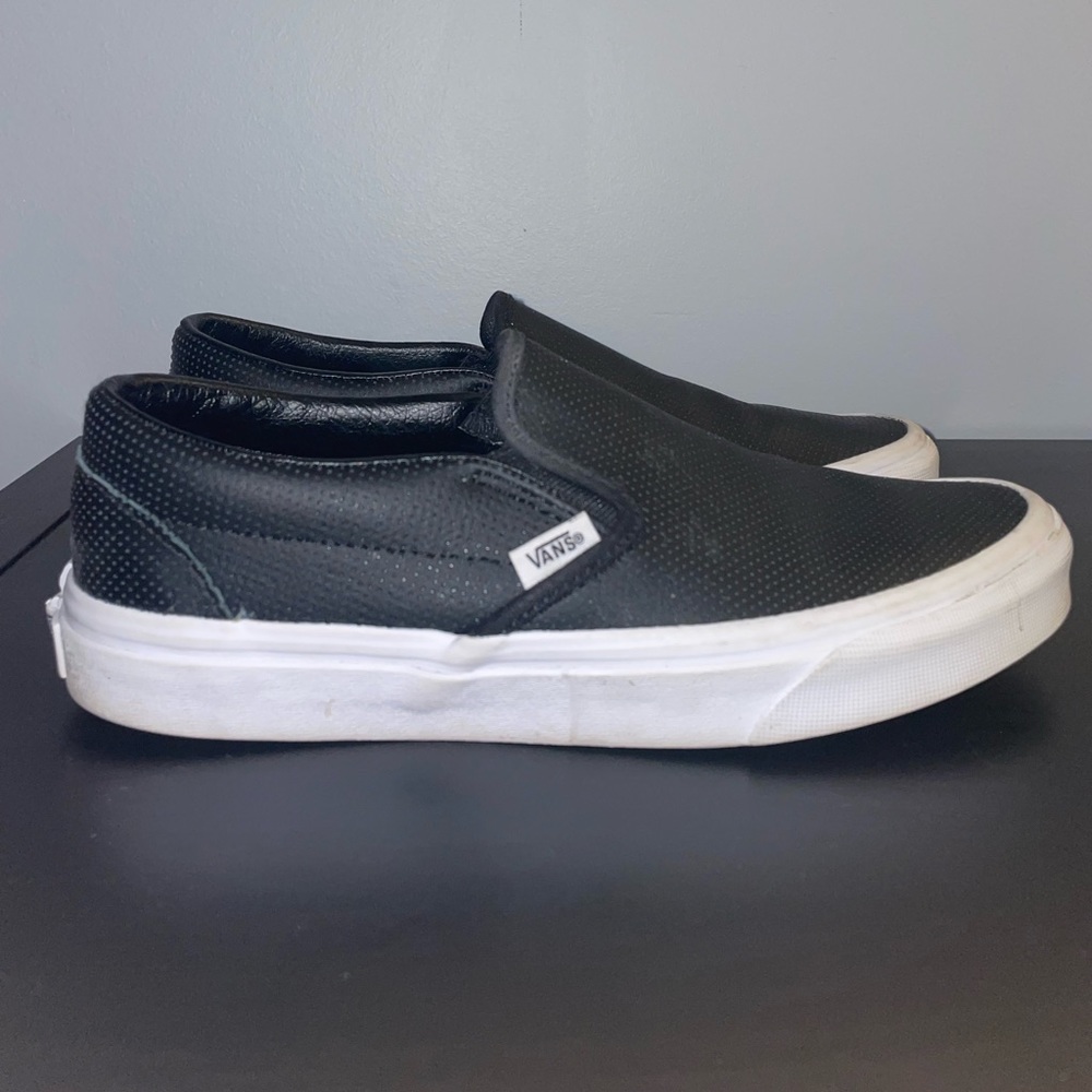 Vans Black Leather Slip-On